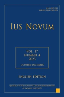 Ius Novum : quarterly of the Faculty of Law and Administration of Lazarski University. Vol. 17, 2023, nr 4