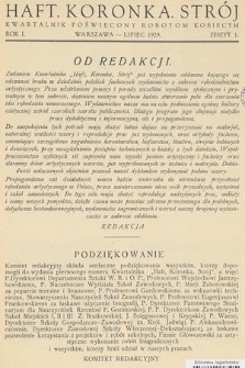 Haft, Koronka, Strój : kwartalnik poświęcony robotom kobiecym. R.1, 1929
