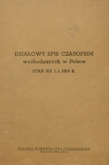 Działowy Spis Czasopism Wychodzących w Polsce. 1954