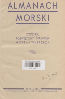 Almanach Morski rocznik poświęcony sprawom morza i wybrzeża. 1933