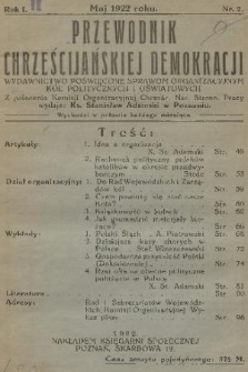 Przewodnik Chrześcijańskiej Demokracji : wydawnictwo poświęcone sprawom organizacyjnym kół politycznych i oświatowych. R. 1, 1922, nr 2