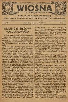 Wiosna : pismo dla młodzieży robotniczej : bezpłatny ilustrowany dodatek miesięczny do „Prawa Ludu”. R. 1, 1912, nr 3