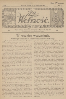 Za Wolność : organ Związku Towarzystw Powstańców i Wojaków D. O. K. VII. R. 1, 1927, nr 11
