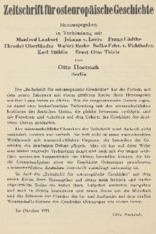 Zeitschrift für Osteuropäische Geschichte. Bd. 8 (Neue Folge, Band 4), 1934, Heft 1