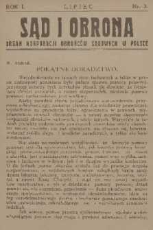 Sąd i Obrona : organ Korporacji Obrońców Sądowych w Polsce. R. 1, 1927, nr 3
