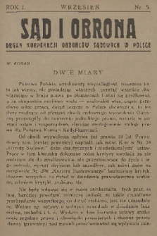 Sąd i Obrona : organ Korporacji Obrońców Sądowych w Polsce. R. 1, 1927, nr 5