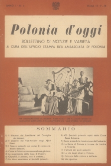 Polonia d'Oggi : bollettino di notizie e varietà : a cura dell'Ufficio Stampa dell'Ambasciata di Polonia. A. 1, 1946, n. 4