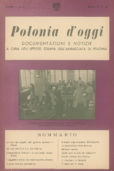 Polonia d'Oggi : documentazioni e notizie : a cura dell'Ufficio Stampa dell'Ambasciata di Polonia. A. 1, 1946, n. 6