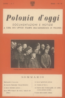 Polonia d'Oggi : documentazioni e notizie : a cura dell'Ufficio Stampa dell'Ambasciata di Polonia. A. 1, 1946, n. 7