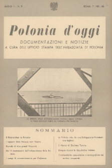 Polonia d'Oggi : documentazioni e notizie : a cura dell'Ufficio Stampa dell'Ambasciata di Polonia. A. 1, 1946, n. 9