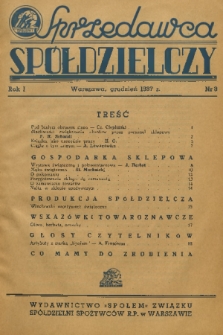 Sprzedawca Spółdzielczy. R. 1, 1937, nr 3