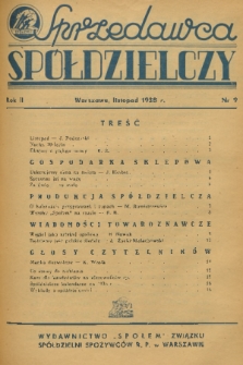 Sprzedawca Spółdzielczy. R. 2, 1938, nr 9