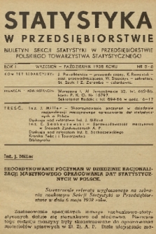 Statystyka w Przedsiębiorstwie : biuletyn Sekcji Statystyki w Przedsiębiorstwie Polskiego Towarzystwa Statystycznego. R. 1, 1938, nr 5-6