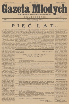 Gazeta Młodych : niezależny organ polskiej młodzieży radykalnej. R. 2, 1935, nr 2