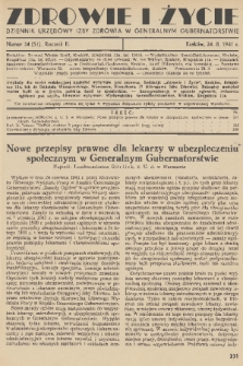 Zdrowie i Życie : dziennik urzędowy Izby Zdrowia w Generalnym Gubernatorstwie. R. 2, 1941, nr 34