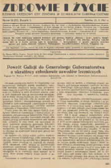 Zdrowie i Życie : dziennik urzędowy Izby Zdrowia w Generalnym Gubernatorstwie. R. 2, 1941, nr 38