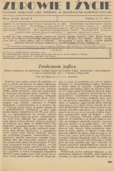 Zdrowie i Życie : dziennik urzędowy Izby Zdrowia w Generalnym Gubernatorstwie. R. 2, 1941, nr 46