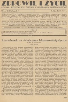 Zdrowie i Życie : dziennik urzędowy Izby Zdrowia w Generalnym Gubernatorstwie. R. 2, 1941, nr 48