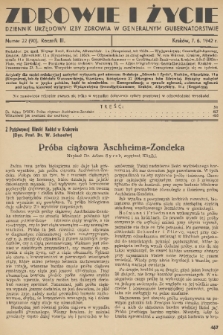 Zdrowie i Życie : dziennik urzędowy Izby Zdrowia w Generalnym Gubernatorstwie. R. 3, 1942, nr 22