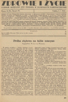 Zdrowie i Życie : dziennik urzędowy Izby Zdrowia w Generalnym Gubernatorstwie. R. 3, 1942, nr 26