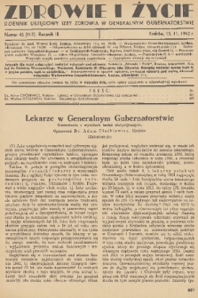 Zdrowie i Życie : dziennik urzędowy Izby Zdrowia w Generalnym Gubernatorstwie. R. 3, 1942, nr 45