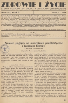 Zdrowie i Życie : dziennik urzędowy Izby Zdrowia w Generalnym Gubernatorstwie. R. 4, 1943, nr 1