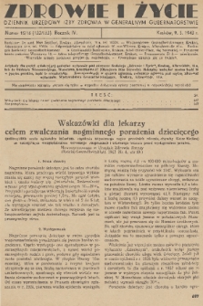 Zdrowie i Życie : dziennik urzędowy Izby Zdrowia w Generalnym Gubernatorstwie. R. 4, 1943, nr 15/16