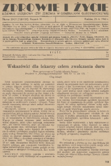 Zdrowie i Życie : dziennik urzędowy Izby Zdrowia w Generalnym Gubernatorstwie. R. 4, 1943, nr 20/21