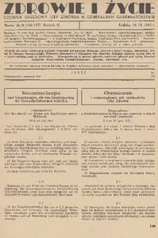 Zdrowie i Życie : dziennik urzędowy Izby Zdrowia w Generalnym Gubernatorstwie. R. 4, 1943, nr 28/29