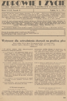 Zdrowie i Życie : dziennik urzędowy Izby Zdrowia w Generalnym Gubernatorstwie. R. 4, 1943, nr 32
