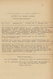 Gesundheit und Leben : Amtsblatt der Gesundsheitskammer im Generalgouvernement. Jg. 2, 1942, nr 8