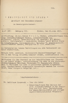 Gesundheit und Leben : Amtsblatt der Gesundsheitskammer im Generalgouvernement. Jg. 2, 1942, nr 27