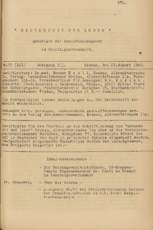 Gesundheit und Leben : Amtsblatt der Gesundsheitskammer im Generalgouvernement. Jg. 2, 1942, nr 33
