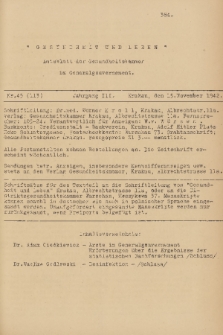 Gesundheit und Leben : Amtsblatt der Gesundsheitskammer im Generalgouvernement. Jg. 2, 1942, nr 45