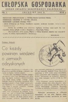 Chłopska Gospodarka : organ Związku Samopomocy Chłopskiej. R. 1, 1945, nr 3