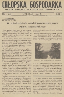 Chłopska Gospodarka : organ Związku Samopomocy Chłopskiej. R. 2, 1946, nr 11