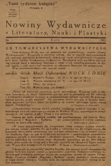 Nowiny Wydawnicze z Literatury, Nauki i Plastyki. 1932, nr 1