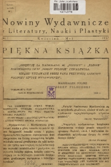 Nowiny Wydawnicze z Literatury, Nauki i Plastyki. 1937, nr 1