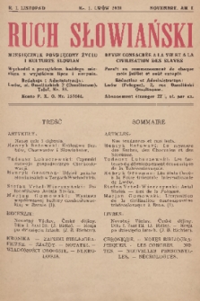 Ruch Słowiański : miesięcznik poświęcony życiu i kulturze Słowian. R. 1, 1928, [nr] 1