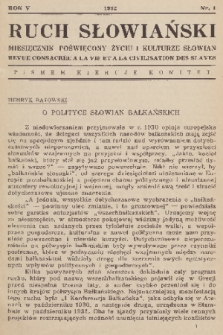 Ruch Słowiański : miesięcznik poświęcony życiu i kulturze Słowian. R. 5, 1932, nr 1