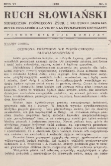 Ruch Słowiański : miesięcznik poświęcony życiu i kulturze Słowian. R. 6, 1933, nr 1