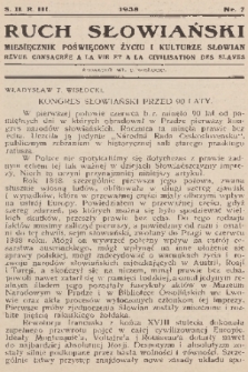 Ruch Słowiański : miesięcznik poświęcony życiu i kulturze Słowian=Revue Consacrée a la vie et a la Civilisation des Slaves. S. 2, R. 3, 1938, nr 7