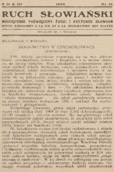 Ruch Słowiański : miesięcznik poświęcony życiu i kulturze Słowian=Revue Consacrée a la vie et a la Civilisation des Slaves. S. 2, R. 3, 1938, nr 12