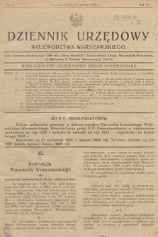 Dziennik Urzędowy Województwa Warszawskiego. 1923, nr 1