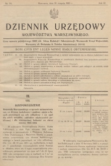 Dziennik Urzędowy Województwa Warszawskiego. 1923, nr 14