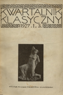 Kwartalnik Klasyczny. R. 1, 1927, nr 3