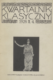 Kwartalnik Klasyczny. R. 2, 1928, nr 4