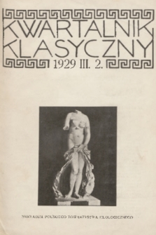 Kwartalnik Klasyczny. R. 3, 1929, nr 2