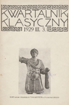 Kwartalnik Klasyczny. R. 3, 1929, nr 3