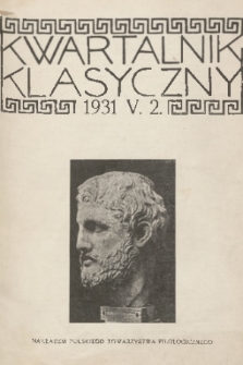 Kwartalnik Klasyczny. R. 5, 1931, nr 2